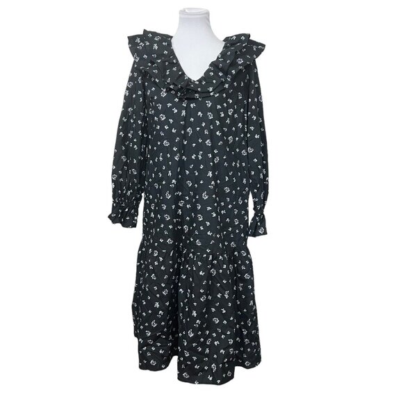WHO WHAT WEAR Dresses & Skirts - Who What Wear Women's Tossed Buds Midi Dress Black Print Floral Size S